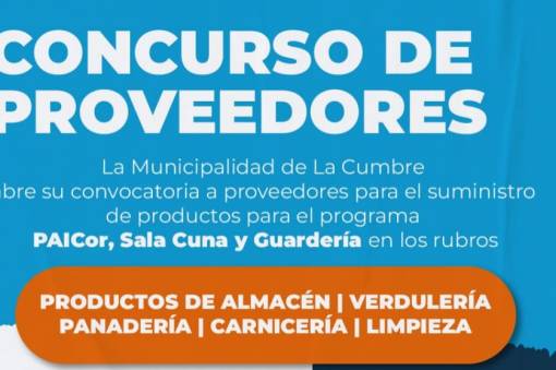 La Muni de La Cumbre llama a concurso de proveedores